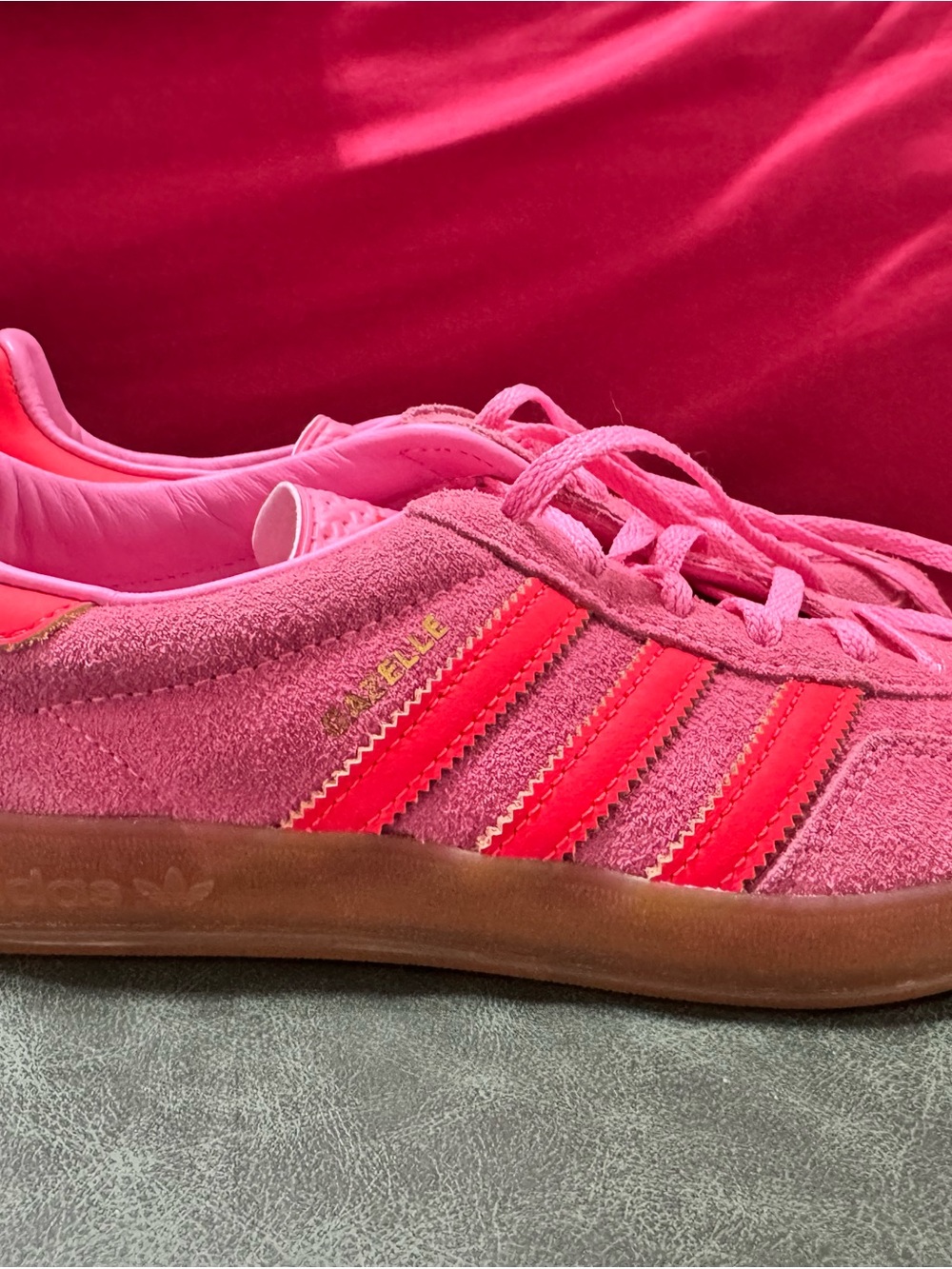 adidas Women’s Pink Suede Sneakers with Coral Stripes